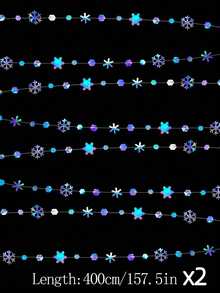 1pc-Winter Wonderland Snowflakes Decorations, Iridescent Snowflake Garland- Shimmer Holographic Paper Snowflakes Streamers For Iridescent Party Decor Christmas Frozen Themed Decor Birthday Wedding Bridal Shower Party Supplies - Multicolor - View 7