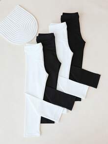 8 Pares de Meias-calça Respiráveis Versáteis Pretas e Brancas para Bebês/Meninas, Meias-calça Diárias Combinam com Tudo para Primavera/Verão - Preto e Branco - Visão 5