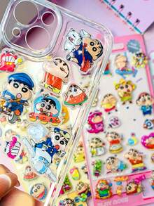 1pc Random 3D Embossed Sticker, Cute 3D Stereoscopic Resin Crayon Shin-Chan Sticker, Notebook Sticker, Suitable For Decorating Phone, Laptop, Luggage, Cup, Skateboard, Notebook And Guitar. Ideal For Daily Use, Children's Birthday Gifts, Back To School Supplies.