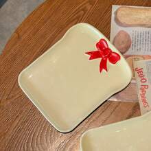 1件套优雅INS风蝴蝶结面包盘 - 陶瓷意面餐具套装 - 甜点盘 - 早餐盘 - 蛋糕盘 - 彩色 - 查看 8