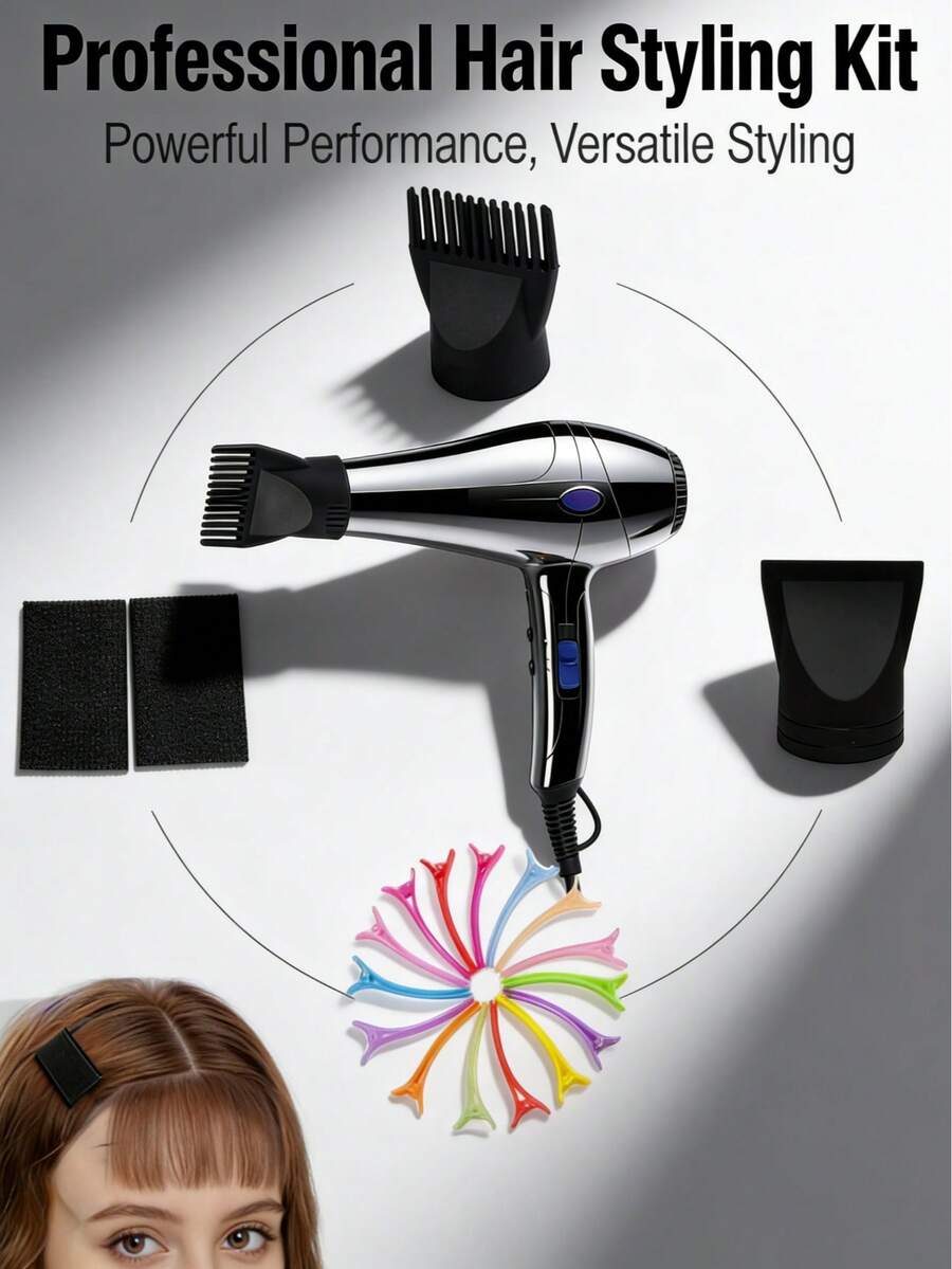 1 Set de Accesorios Actualizados para Boquilla de Secador de Pelo (Incluye Pinzas/) | Adecuado para Salida de Aire Redonda ≥4.5cm - Multicolor - Ver 1