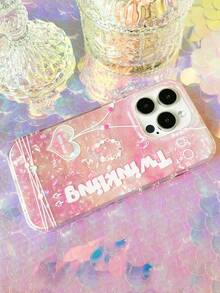 1pc Fashionable Ins-Style Girly Pink Iridescent Heart Shell Pattern Protective Case Compatible With IPhone 17 Pro, Air, 16, 15, 14, 13, 12, 11 Pro Max Plus, Full Body Shockproof Smartphone Cover - Pink - View 4