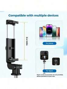 40-Inch Retractable Selfie Stick – Professional Floor Tripod For Live Streaming, With Wireless Remote, 360° Rotation, Stable Anti-Shake Design. Ideal For Travel Vlogs & Outdoor Live Streaming. Compatible With Smartphones Black For Summer Vacation, Travel, Outdoor Activities, Live Streaming Tripod Stand - Black - View 2