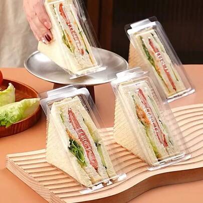 20/50pcs Sandwich Containers | PET Material, Transparent, Suitable For Freezing, Perfect For Storing Sandwiches, Sushi, Salads, Essential For Office, Picnic, Home Organization