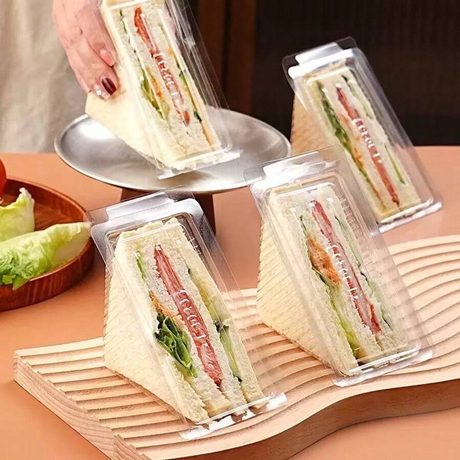 20/50pcs Sandwich Containers | PET Material, Transparent, Suitable For Freezing, Perfect For Storing Sandwiches, Sushi, Salads, Essential For Office, Picnic, Home Organization - Multicolor - View 1