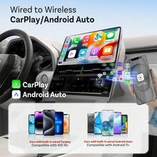 OTTOCAST Mini Pot 2025 2 en 1 Adaptador automático inalámbrico CarPlay/Android, WiFi de 5 GHz, conexión automática para Coches 2016+ - Plateado - Ver 2