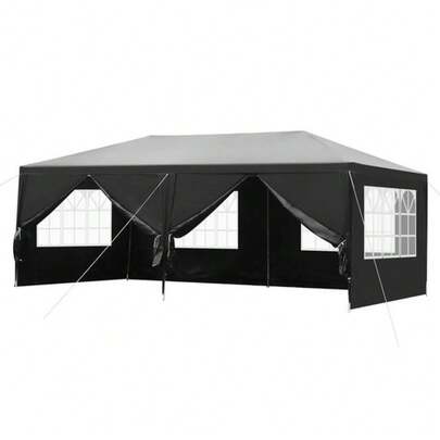 10'x 20' Canopy Tent Party Wedding Patio Gazebo Outdoor Waterproof Black