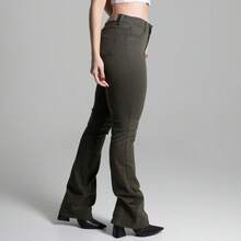 Sawary Women's Flare Bell-Bottom Jeans, Original, High Waist, Lycra Elastane, Comfortable, Green - màu xanh lá - Xem 9