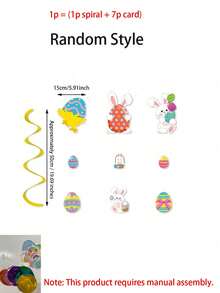 6pcs Easter Theme Spiral Hanging Decorations, Easter Decor Hanging Ornaments, Cute Bunny Eggs Party Decor, DIY Easter Party Decorations, Indoor Easter Party Supplies Hanging Spring Decor - Multicolor - View 7