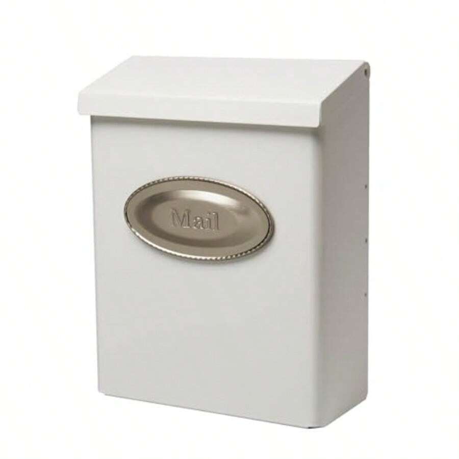 Architectural Mailboxes Designer Gaanized Steel Locking Wall Mount Mailbox White With Satin Nickel - White - View 1