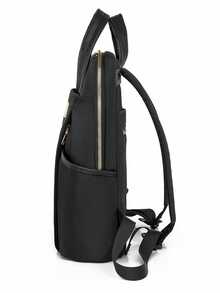 Ba lô đựng laptop chống nước bằng vải Oxford dành cho nữ, kiểu dáng thường ngày, màu trơn, thích hợp cho nữ giới, học sinh, nhân viên văn phòng, đi làm, đi học, công tác, du lịch. - màu đen - Xem 7