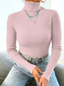 Women's Long Sleeve Knitted Sweater -  Winter Style! - Màu Hồng baby - Xem 3