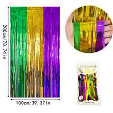 Carnival Party Decorations Colorful Streamers/Decorative Tinsel Curtain, Shiny Rainbow Table Skirt, Themed Decor Tassel, Shiny Rainbow Metallic Foil Tassel Table Skirt - Ideal For Birthday, Wedding, Easy To Peel And Stick - Rain Curtains In Multiple Colors - View 18