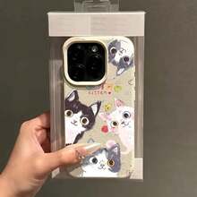 Süße Katze Weiche Silikon Handyhülle für iPhone 17 Air 16 15 14 Plus 13 12 11 Pro Max X XR XS 14 Plus 16E Schutz Rückseite - Weiss - Übersicht 2