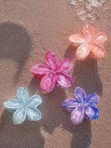 4/5/6pcs Tie-Dye Daisy Flower Hair Clips, Boho Style Marble Pattern Hair Barrettes, Suitable For Any Occasion - Multicolor - View 7