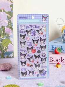 可爱清新的八月主题布丁狗和肉桂狗粉色和红色新款3D水晶手机壳贴纸卡通迷你场景贴纸3D装饰工艺手工贴纸无需裁剪学习用品返校季 - 彩色 - 查看 4