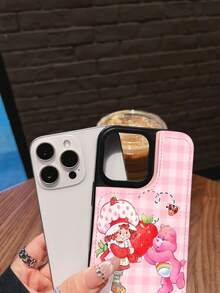 Estuche para teléfono con personaje de fresa y abrazo de oso Compatible con fundas para teléfonos   17  16 Pro Max  15 Pro Max  13 y  12 Hecho de material de TPU con un cierre magnético incorporado para un fácil almacenamiento de documentos, ya sea para uso diario o viajes Cómodo al tacto Un gran regalo para familiares, amigos, seres queridos, novios / novias y para aniversarios y días festivos - Rosa - Ver 4