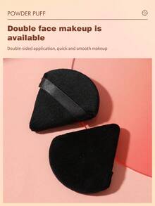 20-Piece Triangle Flocking Puff Double-Sided Makeup Air Cushion Beauty Tool Loose Powder Setting Makeup Super Soft Crystal Velvet Powder Puff - Black - View 9