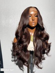 10-36Inch 13x4 Hd Lace Frontal Wig Human Blended Hair 180% Density Body Wave Human Blended Hair Wigs For Women Pre Plucked Lace Front Human Blended Hair Wig Brown - Brown - View 3