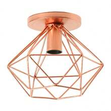 Paflon Ceiling Light Industrial Retro Wire Diamond Round Light Fixture - 金色 - 查看 3