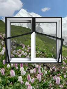 Black Zipper Window Screen Mesh, Easy Open Design, Hook & Loop Install, Keeps Mosquitoes & Bugs Out, Breathable Window Net For Everyday Home Use