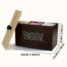 Rustic Farmhouse Wooden Tampon Storage Box With Lid - Versatile Bathroom Organizer For Feminine Products, Home Decor Accessory Tampon Storage For Bathroom Small Bathroom Storage Cabinet - màu đen - Xem 5