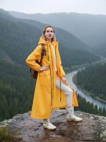 Fashionable Raincoat, Thick Waterproof Raincoat, Women's Raincoat, Outdoor Waterproof Raincoat, Travel & Hiking, Hooded Raincoat,Spring Summer Picks,Brides Maid Gifts,Room,Bedroom Deccor,Bedroom Deccor,Beach,Travel,For Men,For Women,Vacation - Black - View 14