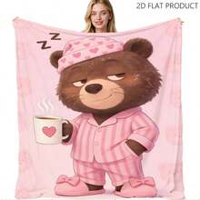 1pc Cute Cartoon Bear Pattern Blanket, Soft, Skin-Friendly, Warm, Comfortable Blanket For Home, Sofa, Bedroom, And Afternoon Nap. Adorable Design, Cozy Decorative Blanket, Suitable For All Seasons. Delicate Touch, Lint-Free, And Easy To Care For. - Multicolor 1 - View 7