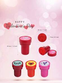6pcs Valentine's Day Stamp Set, Made Of Vibrant Plastic Material, Includes 20 Different Patterns. Stamp Designs Include Hearts, Butterflies, LOVE Letters, Roses, Kisses, Etc. Suitable For Valentine's Day, Valentine's Party Favor Bags, Prizes, Christmas Stocking Stuffers, And Party Favors (Valentine's Theme) - Multicolor - View 5