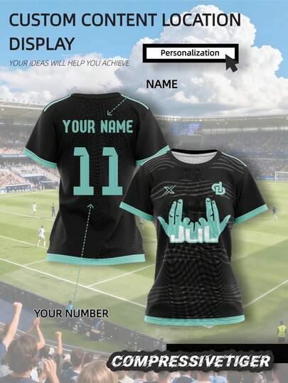 Customized Mint Green Short Sleeve Women's Sports Sweatshirt - Customized "Jul" Hand Gesture Professional Gaming Shirt, Moisture-Wicking Breathable Fabric, Add Your Name And Number To Showcase Unique Style. 2026 World Cup, Valentine's Day Gift, JulGaming