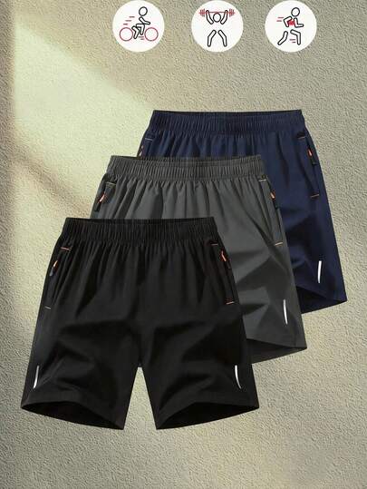 Men's Summer Quick-Dry Sports Shorts - Drawstring Waistband, Side Trim Details, Lightweight Training Casual Pants