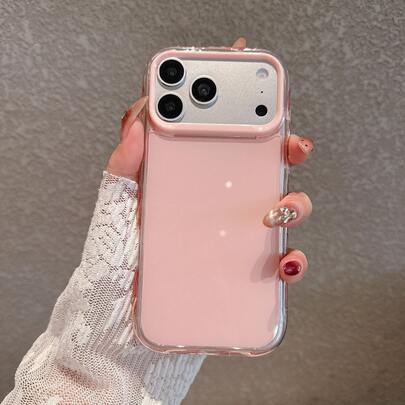New Minimalist Candy Color Groove Pink Apple Phone Case Suitable For 17 Pro Max/17 Pro/17/16 Pro Max/16 Pro/16/15 Pro Max/15/15 Pro/13/14, Thick Anti-Drop Hard Shell