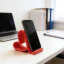 心形创意手机支架，浪漫红色心形桌面支架，通用手机平板支架，多色优雅桌面收纳架，适用于家庭、办公室、派对、情人节、圣诞节装饰，无需电源，数码爱好者的创意礼物 - 彩色 - 查看 3