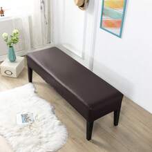 1pc Stretchable PU Waterproof Bench Cover, Suitable For Home Decor, Machine Washable, Modern Style Bench Slipcover, Elastic PU Dining Bench Seat Cover For Bedroom, Living Room, Kitchen, Protects Chair Bench Piano Bench Seat Covers, Removable - Multicolor - View 3