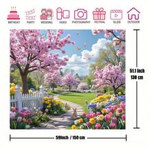 1 pièce canevas de printemps Chemin de Sakura, un sentier de jardin vibrant avec des arbres en fleurs et des papillons, parfait pour le salon, la chambre, le bureau et la décoration extérieure. - 1 pièce - Voir 4