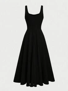 Elegant Casual Romantic Charming Fitted A-Line Dress, Suitable For Daily Wear, Dates, Valentine's Day - Black - View 8