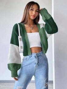Summer Lightweight Short Cardigan For Women, Comfortable Casual Open Front Knit Cardigan, Cozy Daily Outfit For Spring Autumn Leisure Dating And Short Trips - Green - View 4