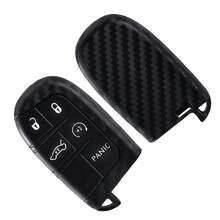 Carbon Silicone Car Key Cover Case For Dodge Ram Charger Journey Durango Grand Cherokee Chrysler Keyless Fob Shell Holder - black - View 1