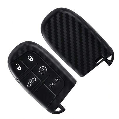 Carbon Silicone Car Key Cover Case For Dodge Ram Charger Journey Durango Grand Cherokee Chrysler Keyless Fob Shell Holder