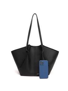 Dedoo Fashionable Large Capacity Trapezoid Design Lock Closure Women's Shoulder Bag, Luxury PU Leather Handbag, High-Quality Underarm Bag - Black - View 8