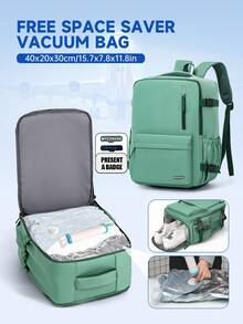 40x20x30cm Wizz Air Ryanair Cabin Backpack - 14 Inch Laptop Compartment, Includes Vacuum Compression Bags And Hand Pump Set, Shoe Storage, Foldable Seat, And Cabin Organization, Suitable For Short Trips, Unisex Minimalist Design, Cabin Bag, Compact Travel Gear, Fashionable Travel Bag, Secure Zipper Closure - Multicolor - View 17