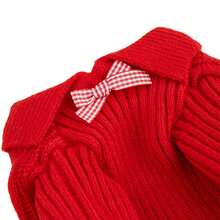 Red Gentleman Bow Tie Knitted Sweater, Warm Long Sleeve For Small Dogs Like Poodle, Teddy, Schnauzer - Red - View 5