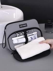 大容量多功能分隔化妆包，便携式旅行收纳洗漱包，双层设计 - 彩色 - 查看 5