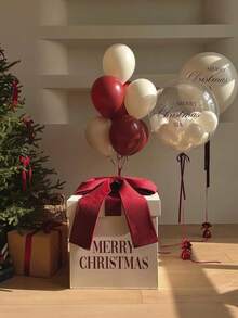 10英寸/30个勃艮第酒红色气球，闪亮情人节气球，金色金属色，白色乳胶气球，适用于情人节、婚礼等场合。 - 彩色 - 查看 4