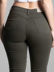 Sawary Women's Flare Bell-Bottom Jeans, Original, High Waist, Lycra Elastane, Comfortable, Green - màu xanh lá - Xem 7