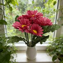 1 ramo de 7 grandes crisantemos artificiales, crisantemos de seda, ramo de margaritas simuladas vibrantes, la opción perfecta para la decoración del hogar y la boda de primavera, adecuado para la oficina, el hogar, la cocina, el balcón y la decoración del jardín - Multicolor - Ver 8
