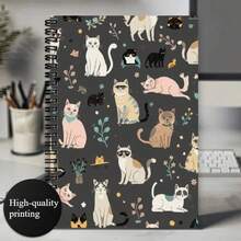 1pc A5 Spiral Bound Notebook With Cat Design, Perfect Gift For Friends, Colleagues And Men, Office Supplies, Note Taking, Modern Stationery, Spiral Notebook, Portable Design, Lightweight Notebook, Loose Leaf Notebook, Writing Diary, Professional, Student - 1 - View 4