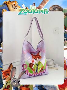 Disney 1 Pc Officially Licensed Zootopia Nick Pattern Storage Bag Shopping Bag High-Capacity Tote Bag Adjustable Shoulder Strap Shoulder Bag Lightweight Handbag Official Licensed - Verifiable For Lady/Girls/Women Perfect For Daily/Shopping/Going Out - Multicolor - View 8