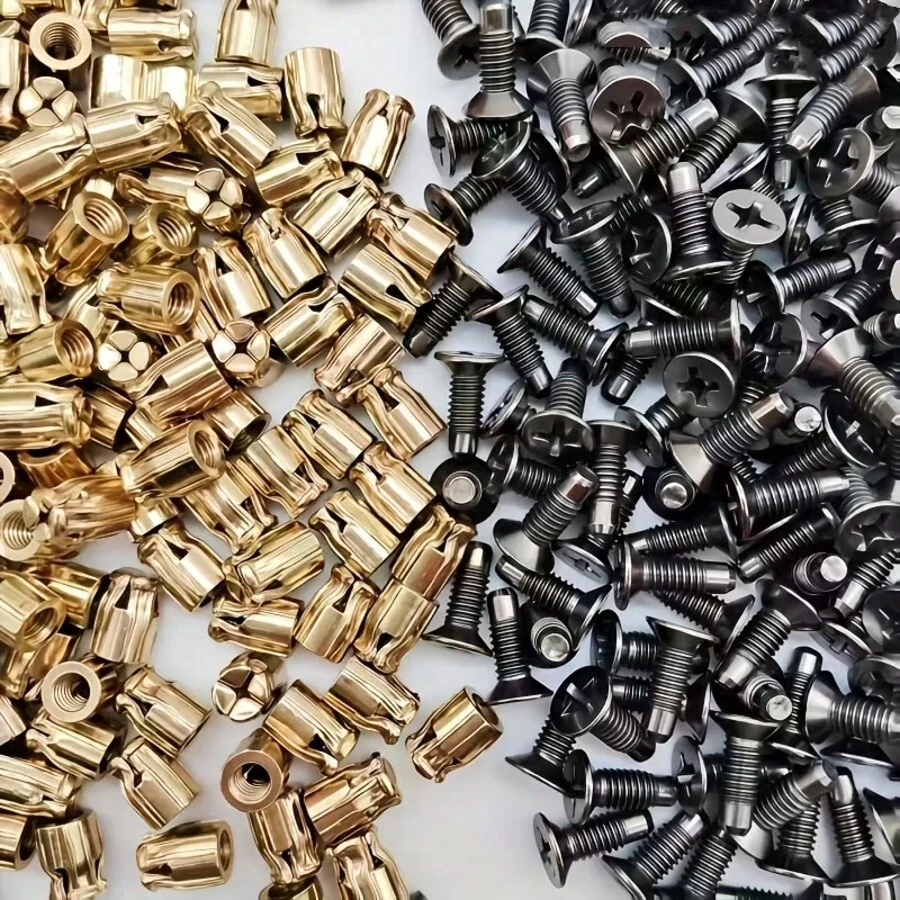50/80pcs Reusable Hinge Extension Inserts - Sturdy Metal Furniture Connectors, Seamless Design, Golden-Plated - Multicolor - View 1
