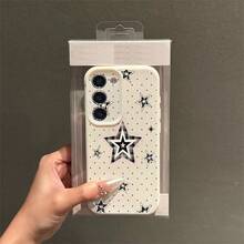 1pc TPU Polka Dot & Star Pattern Phone Case Compatible With Samsung A15/A14/A13/A12/S24/S23/S22/S21/S20/S10/A72/A73/A71/A50/A53/A52/A32/A31/A05S - White - View 3